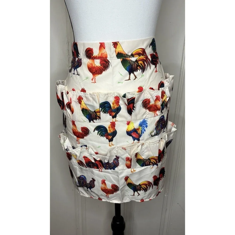 Chicken egg gathering apron 12 pockets tie at waist cottage country